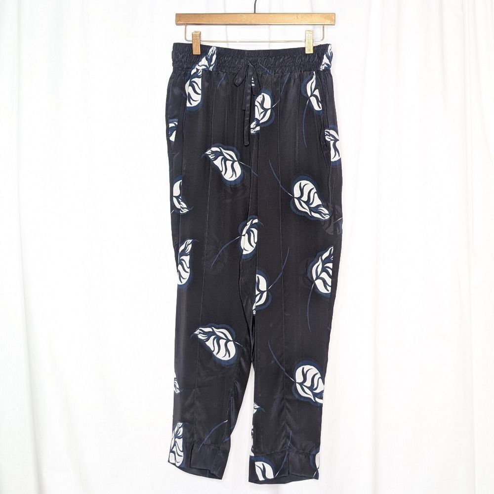 Tucker Julia Pant Begonia Black Ground in Silk Crepe de Chine Luxury